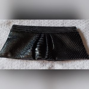 Style&Co Faux Leather Crocodile Embossed Clutch Purse-Black